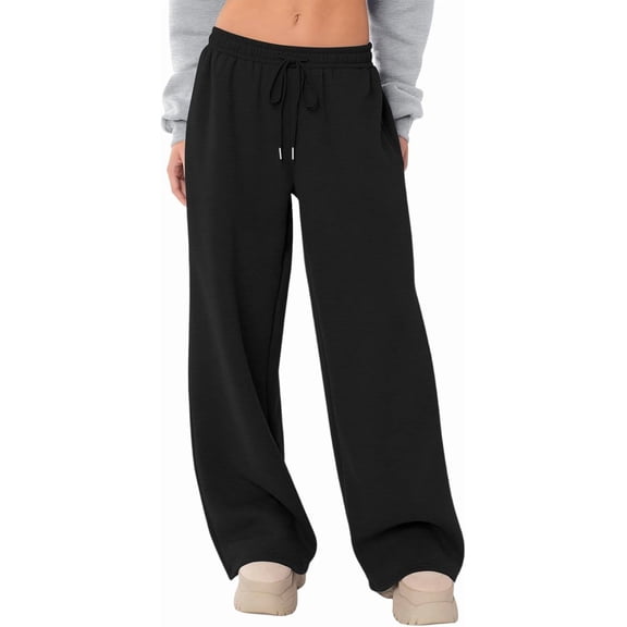 Wide Leg Sweatpants Women Baggy Comfy Fleece Low Rise Sweatpants Soft Drawstring Yoga Pants with Pockets Casual Joggers