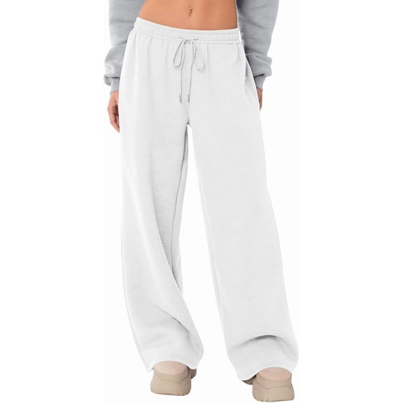 Wide Leg Sweatpants Women Baggy Comfy Fleece Low Rise Sweatpants Soft Drawstring Yoga Pants with Pockets Casual Joggers