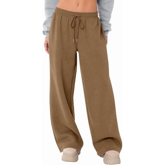 Wide Leg Sweatpants Women Baggy Comfy Fleece Low Rise Sweatpants Soft Drawstring Yoga Pants with Pockets Casual Joggers