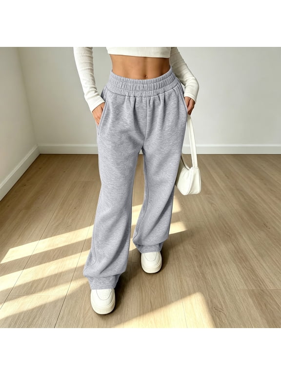 Wide Leg Sweatpants Women Baggy Lightweight Elastic High Waisted Sweat Pants Baggy Joggers for Lounge Workout Petite Palazzo Pants