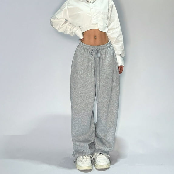 Wide Leg Sweatpants Women Baggy Pants Y2k Straight Leg Sweatpants with Pockets Low Rise Y2k Pants