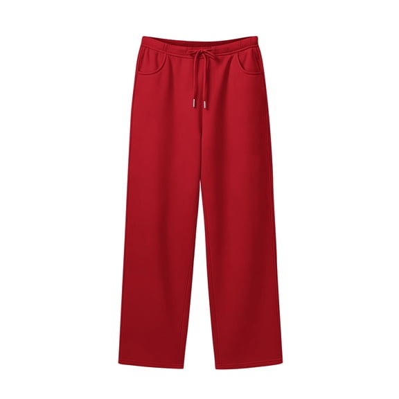 Wide Leg Sweatpants Women Casual High Waist Baggy Sweat Pants Y2k Cute Loose Lounge Outfits with Pockets Red S