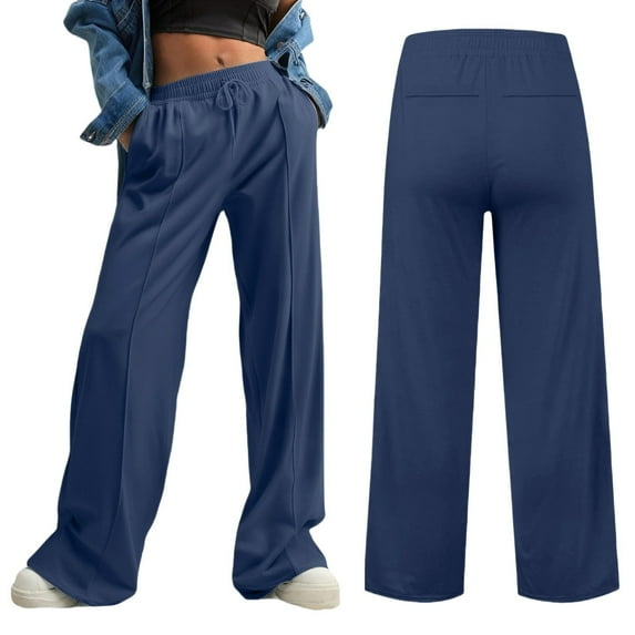 CHUMUD Wide Leg Sweatpants Women Drawstring High Waisted Elegant Going Out Trousers Sport Workout Active Baggy Joggers with Pockets
