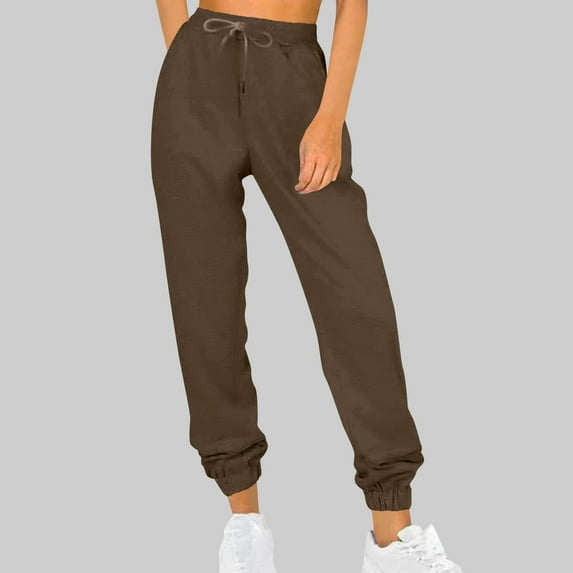 Wide Leg Sweatpants Women Elastic-Lace-Up Casual Solid Color Sports Casual Pants Womens Baggy Sweatpants