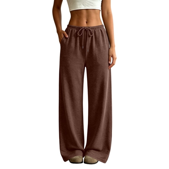 Wide Leg Sweatpants Women Fall Winter Baggy Sweatpants Casual Y2K Comfy Low Rise Drawstring Pants Lounge Track Pants with Pockets Women's Activewear Trendy Streetwear