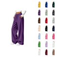 thumbnail image 1 of Wide Leg Sweatpants Women Fall Winter Mid Weight Solid Color Elastic High Waist Straight Leg Casual Pants with Pockets, 1 of 8