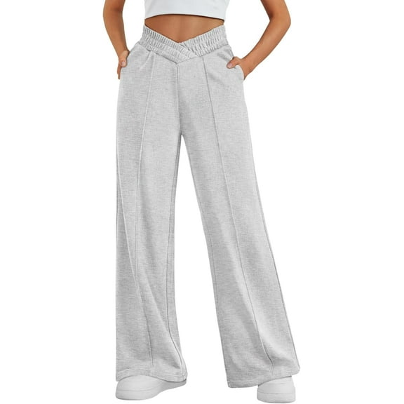 Wide Leg Sweatpants Women Fashion High Waisted Baggy Flared Pants Loose Fit Athletic Joggers with Pockets