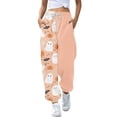 thumbnail image 1 of Wide Leg Sweatpants Women Halloween Ghost Pumpkin Printed High Elastic Waisted Drawstring Jogger Trousers with Pockets Comfy Athletic Track Pants, 1 of 5