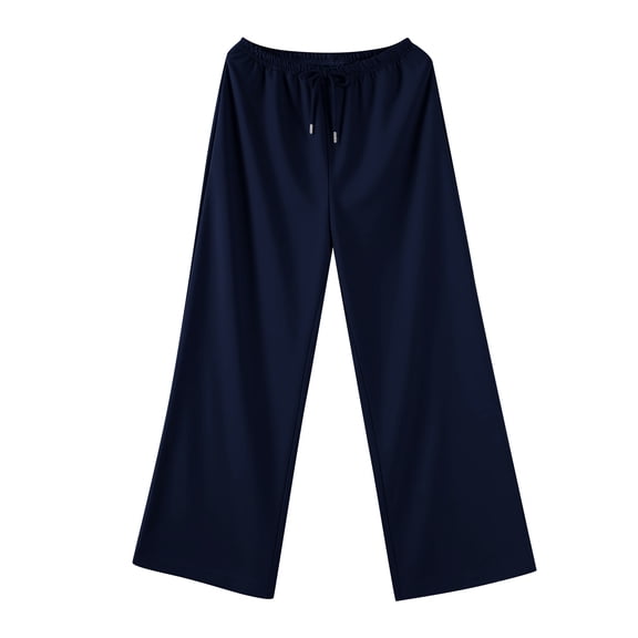 Wide Leg Sweatpants Women High Waist Fleece Lined Sweat Pants Leg Baggy Straight Athletic Pants with Pockets Navy XXL