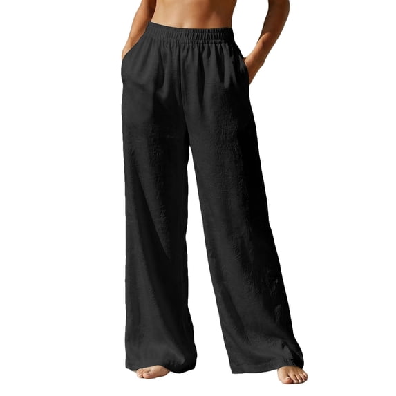 Wide Leg Sweatpants Women High Waist Pleated Solid Satin Straight Pants Narrow Cut Trousers