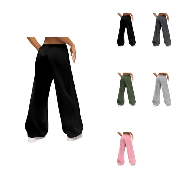 Wide Leg Sweatpants for Women Men, Low Rise Drawstring Elastic Waistband with Side Pockets, Baggy Casual Athletic Grunge Style Pants for Everyday Comfort
