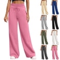 thumbnail image 1 of Wide Leg Sweatpants Women Plus Size Womens Solid Color Double Waist Loose Wide Leg Pants With Pockets Dark Gray XXL, 1 of 9