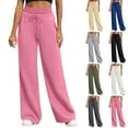 thumbnail image 1 of Wide Leg Sweatpants Women Plus Size Womens Solid Color Double Waist Loose Wide Leg Pants With Pockets White S, 1 of 9