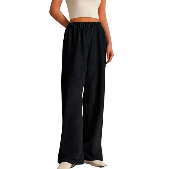 Wide Leg Sweatpants Women Relaxed Fit Solid Color High Elastic Waisted Palazzo Trousers with Pockets Comfortable Soft Athletic Track Pants