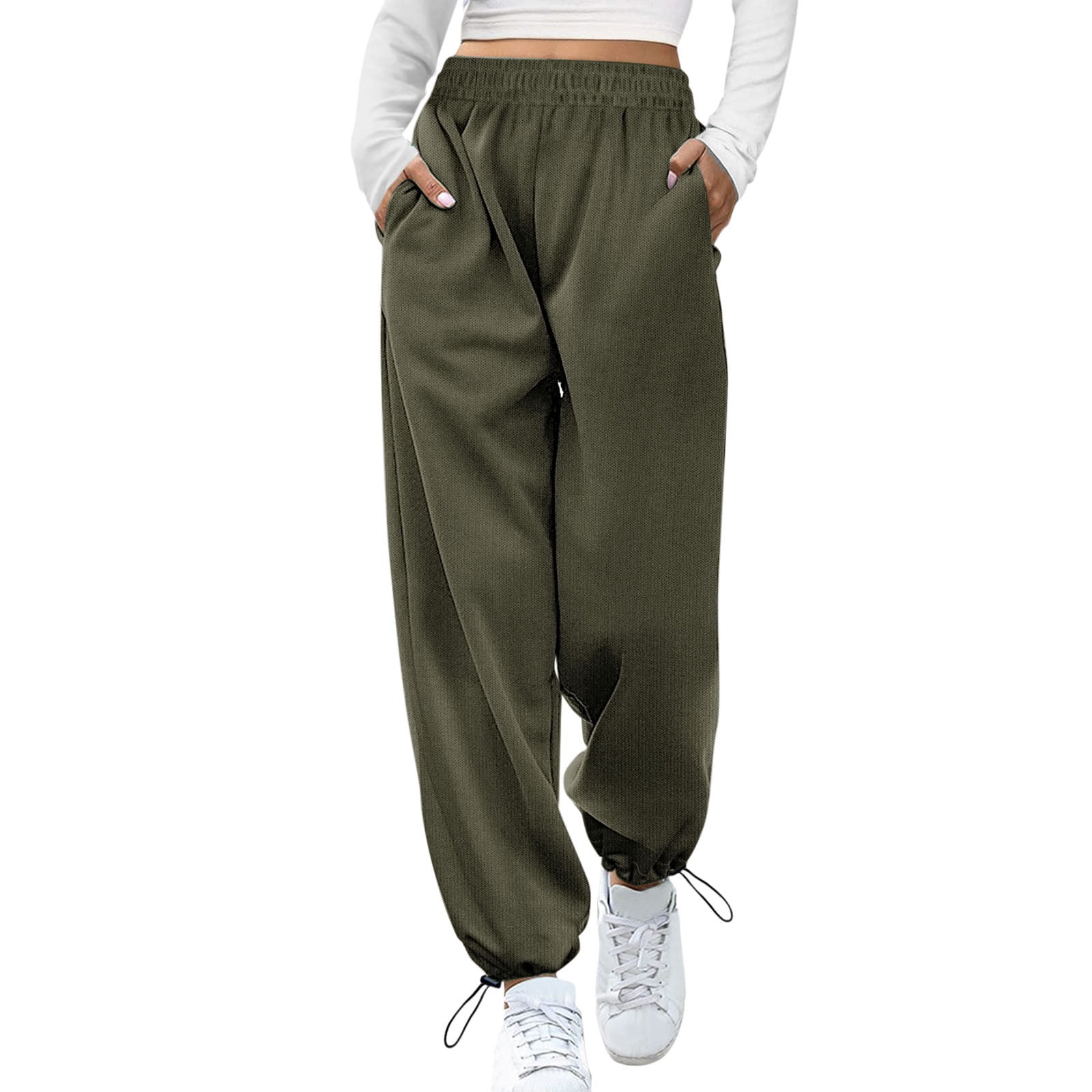 Wide Leg Sweatpants Women Short Wide Leg Baggy High Waisted Joggers  Trousers With Pockets Drawstring Track Pants 