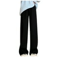 thumbnail image 1 of Wide Leg Sweatpants Women Women's Plush Wide Leg Pants With High Waistline Drape And Straight Tube Loose Fitting Casual Knitted Straight Tube Pants, 1 of 5