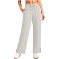 thumbnail image 1 of Wide Leg Sweatpants Womens Sun Protection UPF 50+ Elastic Drawstring Slit Hem Summer Casual Pants with Pockets (2XL, White), 1 of 8