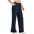 thumbnail image 1 of Wide Leg Sweatpants Womens Sun Protection UPF 50+ Elastic Drawstring Slit Hem Summer Casual Pants with Pockets (XL, Navy), 1 of 7