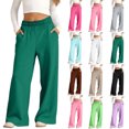 thumbnail image 1 of Wide Leg Sweatpants for Girls Solid Color Elastic Waist Sports Sweatpants With Side Pockets Slim Sweatpants for Lounging Jogging, 1 of 8