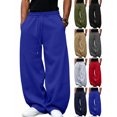 thumbnail image 1 of Wide Leg Sweatpants for Men,Drawstring Elastic Waist,Casual Loose Fit Pants with Pockets for Outdoor Walking, 1 of 6