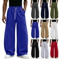 thumbnail image 1 of Wide Leg Sweatpants for Men,Drawstring Elastic Waist Loose Fit Pants with Pockets for Daily Wear, 1 of 7