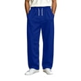 thumbnail image 1 of Wide Leg Sweatpants for Men Elastic Waist Drawstring Baggy Gym Pants Casual Fall Outfit Dark Blue S, 1 of 6