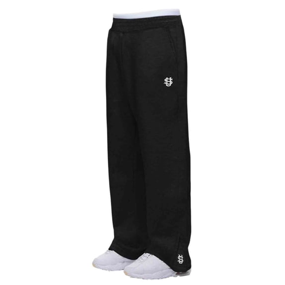 Wide Leg Sweatpants for Men Stretch Elastic Waisted Baggy Bottom Workout Pants Casual Lounge Athletic Joggers with Pockets (XL, Black)
