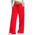 thumbnail image 1 of Wide Leg Sweatpants for Women Baggy Flowy Palazzo Pants Drawstring Elastic Waist Trousers, 1 of 8
