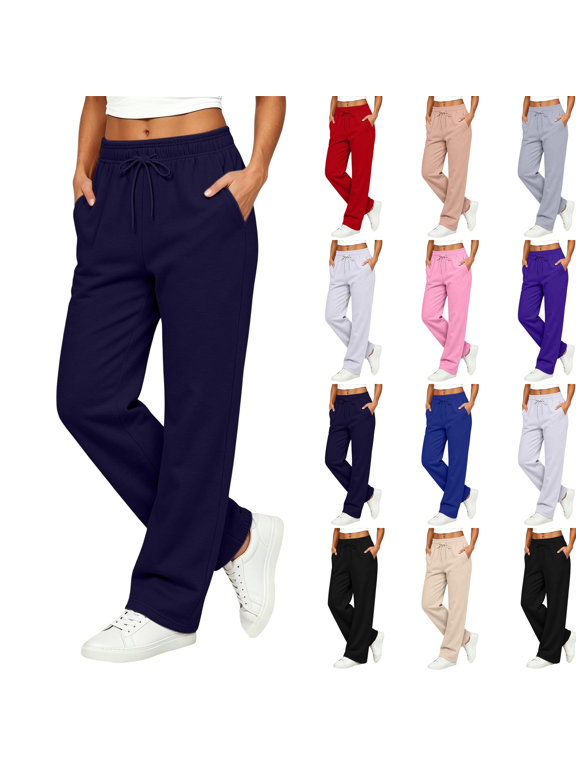 Wide Leg Sweatpants for Women Drawstring High Waist Baggy Sweat Pants Casual Fall Winter Comfy Pants with Pockets