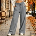 thumbnail image 1 of Wide Leg Sweatpants for Women Drawstring Lounge Pants Straight Leg Sweat Pants with Side Pockets and Front Seam Detail, Gray, M, 1 of 5