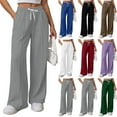 thumbnail image 1 of Wide Leg Sweatpants for Women Elastic High Waisted Drawstring Loose Pants Baggy Straight Leg Lounge Pants Fall Outfits Athletic Joggers with Pockets, 1 of 8
