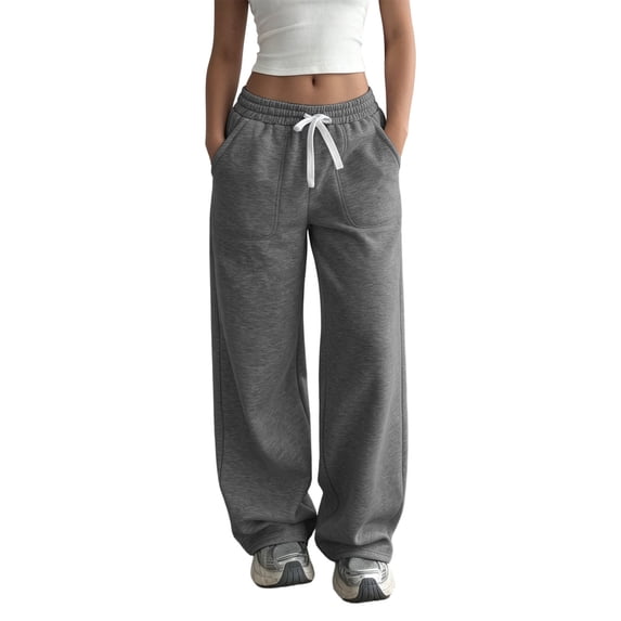 Wide Leg Sweatpants for Women Elastic Waist Drawsting Loose Fit Trousers High Waisted Casual Loose Baggy Pants