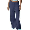 thumbnail image 1 of Wide Leg Sweatpants for Women High Waist Drawstring Trouser Casual Lounge Pants with Pockets Blue M, 1 of 5