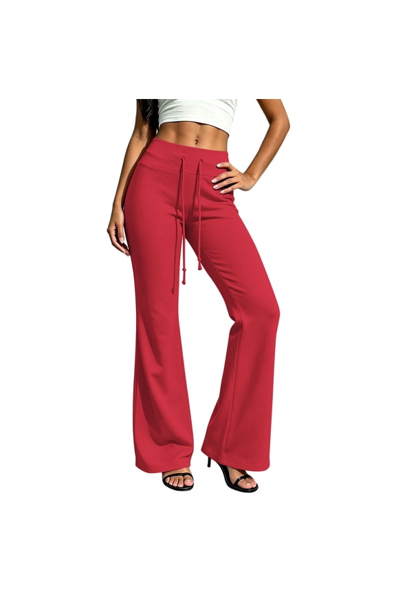 Wide Leg Sweatpants for Women High Waisted Flare Soft Drawstring Yoga Pants for Loungewear Workout Gym Workout Training