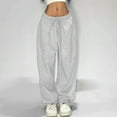 thumbnail image 1 of Wide Leg Sweatpants for Women Men Baggy Casual Drawstring Sweat Pants Trendy Athletic Clothes White XL, 1 of 3