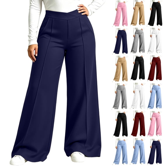 Wide Leg Sweatpants for Women Plus Size Elastic High Waisted Drawstring Loose Pants with Pockets for Fall Clothes