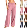 thumbnail image 1 of Wide Leg Sweatpants for Women Solid Loose Casual Straight-Leg Full Length Tight Waist Lounge Sweatpants Jogger Pants with Pockets, 1 of 5