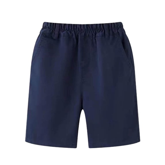 Wide Leg Sweatshorts Girl Boys' Girls' Solid Color School Uniform Shorts kids pull on straight Leg Bermuda Pants Casual Elastic Waist knee length Shorts Navy 14-15Y