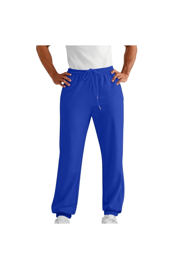 Wide Leg Trousers Men New Baggy Sweatpants for Men Drawstring Loose Cozy Lounge Athletic Track Pants Soft Lightweight Workout Trouser Blue L