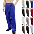 thumbnail image 1 of Wide-Leg Trousers for Men Solid Color Elastic Waist Pockets Sweatpants Men's Drawstring Straight Leg Casual Loose Outdoor Sports Lounge Pants Multicolor L, 1 of 5