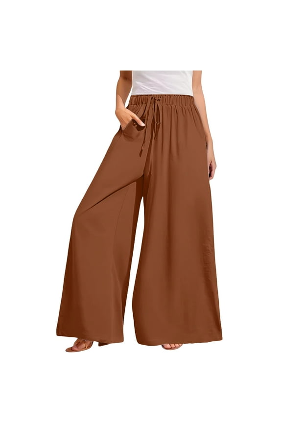 Wide Leg Trousers Women 2026 Trendy Comfy Palazoo Dressy Breathable Work Travel Fitness Womens Pants Brown