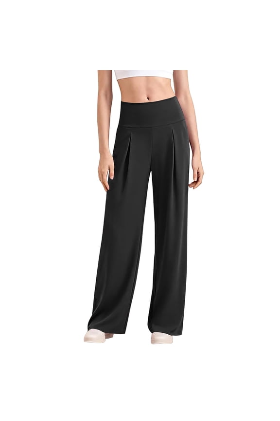 Wide Leg Trousers Women Fall Fashion Comfy Palazoo Dressy Breathable Work Travel Fitness Womens Pants Black