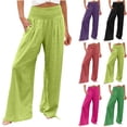 thumbnail image 1 of Wide Leg Trousers Women Plus Size Plus Size Solid Color Wide Leg Elastic Waisted Lounge Jogger Athletic Pants with Pockets, 1 of 10