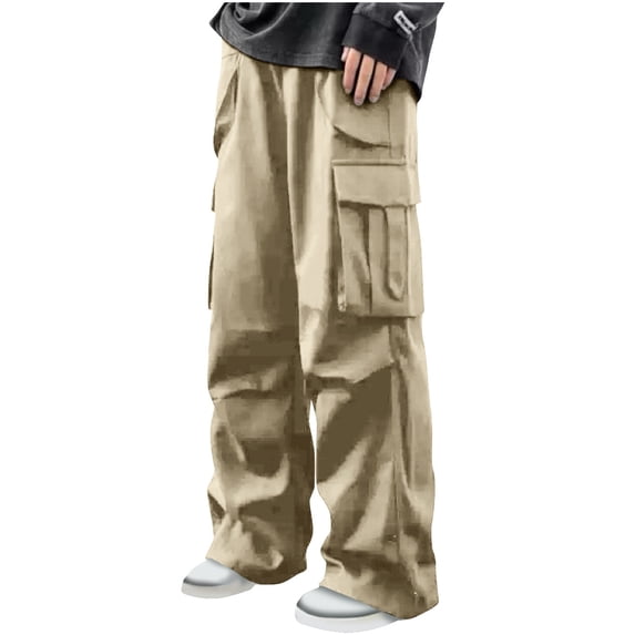 Wide Leg Trousers for Men 2025 Trendy Solid Outing Street Workout Pants with Pockets Comfy Daily Straight Leg Pants