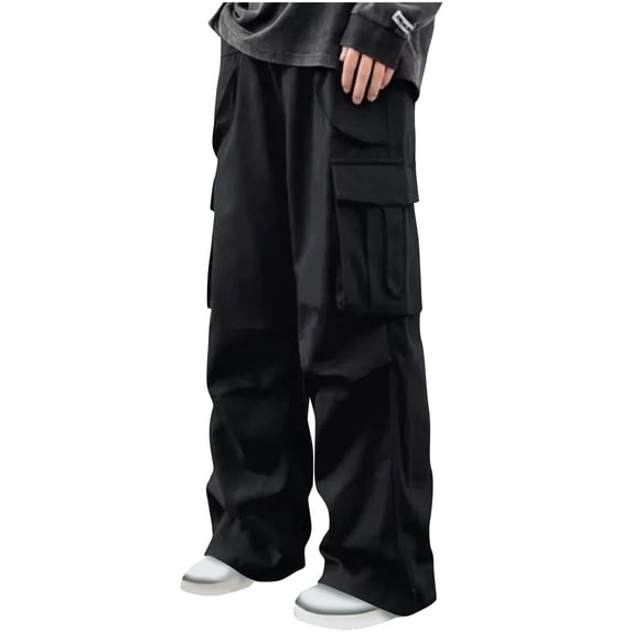 Wide Leg Trousers for Men 2025 Trendy Solid Outing Street Workout Pants with Pockets Comfy Daily Straight Leg Pants