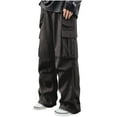 thumbnail image 1 of Wide Leg Trousers for Men 2025 Trendy Solid Outing Street Workout Pants with Pockets Comfy Daily Straight Leg Pants, 1 of 5