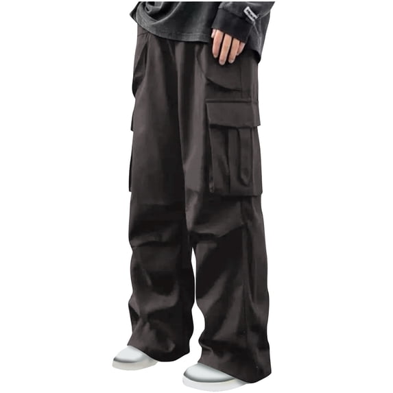 Wide Leg Trousers for Men 2025 Trendy Solid Outing Street Workout Pants with Pockets Comfy Daily Straight Leg Pants