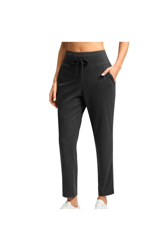 Wide Leg Yoga Pants for Women New Women's Casual Pants with Pockets High Waisted Stretch Ankle Pants Straight Leg Travel Athletic Work Trousers Black XL