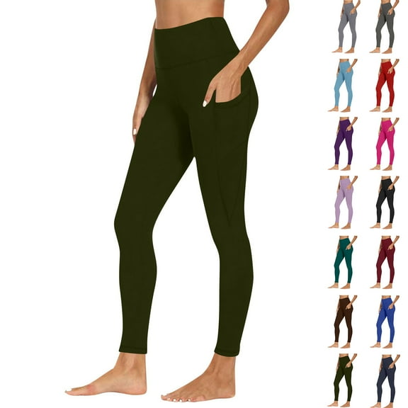 Womens' Yoga Pants Elastic Waist Plus Size Fashion Workout Out Pocket Leggings Fitness Sports Running Yoga Athletic Pants