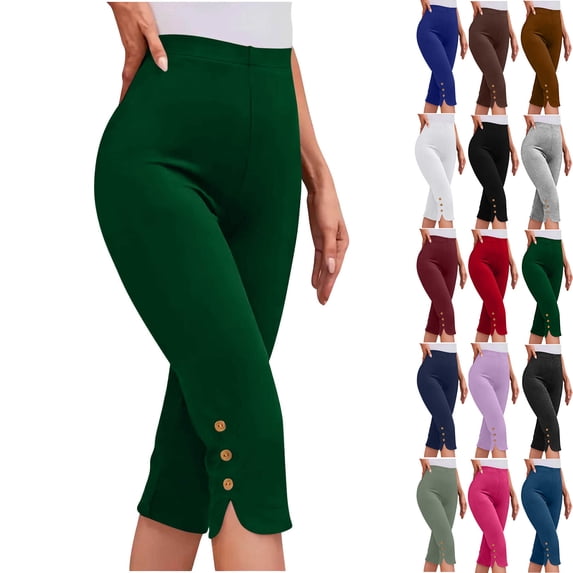 Summer Plus Size Yoga Shorts for Womens High Waisted Solid Color Capris Matching Slim Fitting Yoga Gym Pants Leggings